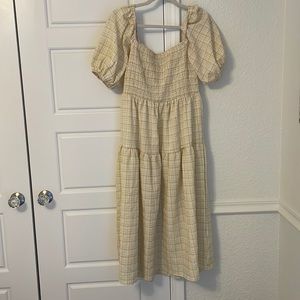 Cream, gingham , midi dress